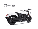 Ironhead Round Dual Silencers Indian Scout / Bobber 2015-23 - Motorcycle Performance Store
