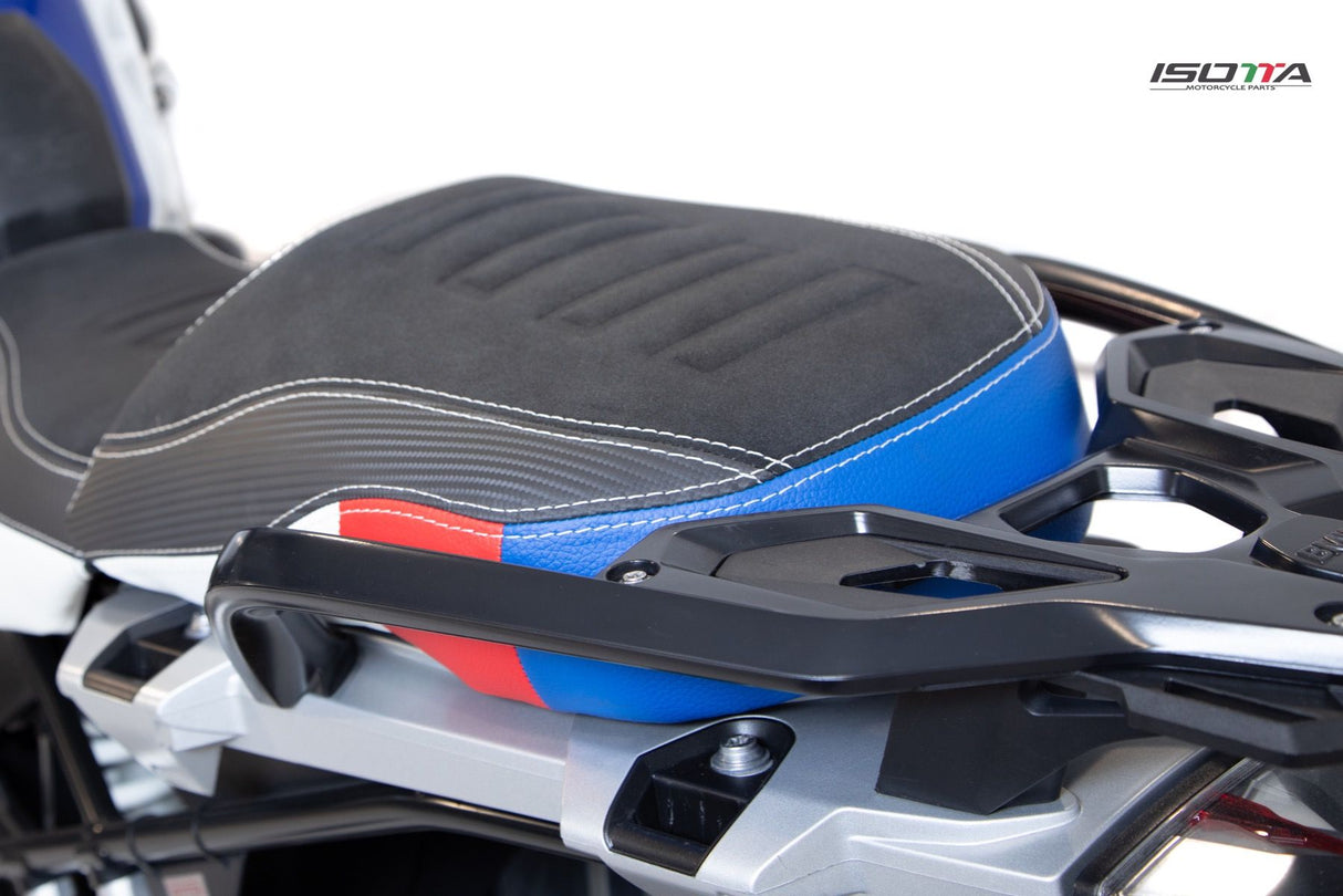 Isotta Comfort Pillion Seat Black/White/Red/Blue HP BMW R1250GS 2019-23 image 3