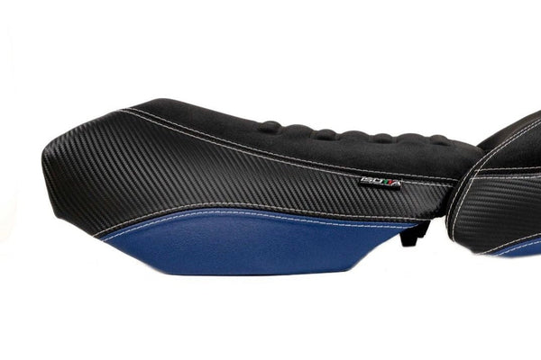 Isotta Comfort Riders Seat with Prostate Channel Black/Blue/Red Trophy BMW R1200GS