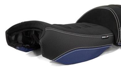 Isotta Comfort Riders Seat with Prostate Channel Lowered Black/Blue/Red Trophy BMW R1200GS 2013-19
