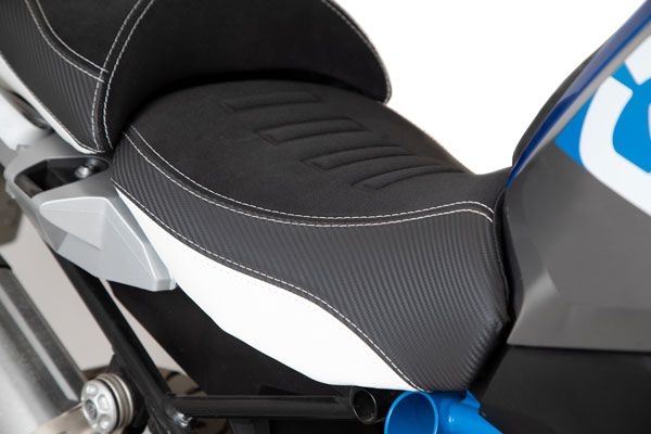 Isotta Comfort Riders Seat with Prostate Channel Lowered Black/White/Red/Blue HP BMW R1250GS