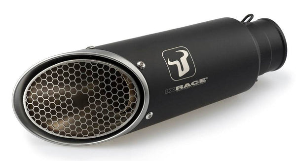 Close of the Ixrace MK1 Black Slashcut Silencer