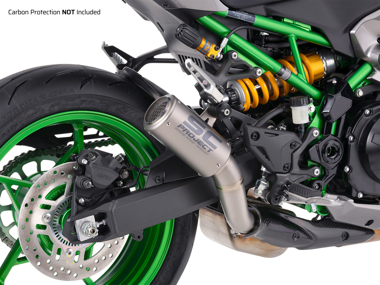 SC-Project CR-T titanium stoneguard grid silencer for Kawasaki Z900 2025-26