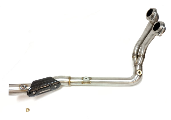 Ixil stainless steel decat collector pipe fitted to Kove 800 X Rally 2024–2025