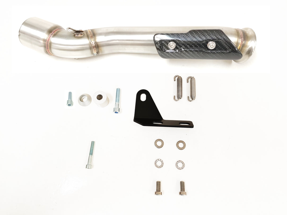 Ixil Race Xtrem stainless steel slip-on exhaust with carbon fibre end cap fitted to CF Moto 800MT 2025–2026_3