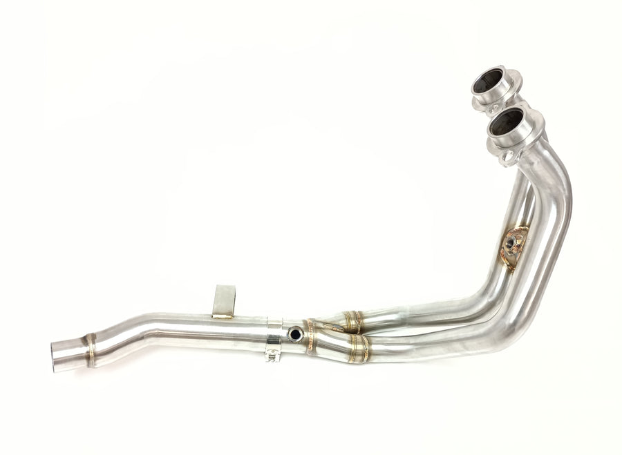 Ixil decat collector pipe fitted to Yamaha Ténéré 700 World Raid 2021-2026 in matt polished stainless steel
