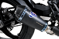 Termignoni Relevance Black Blue Titanium Silencer KTM 1390 Super Duke R with blue riveted straps and removable dB killer