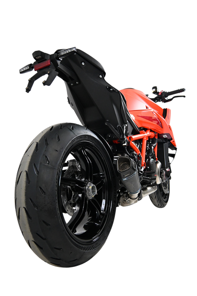 Termignoni Relevance Black Blue Titanium Silencer KTM 1390 Super Duke R with blue riveted straps and removable dB killer_3