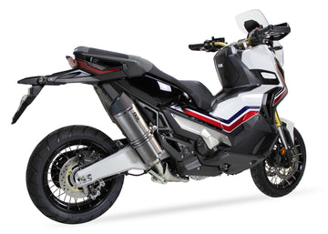 Ixil Hexoval Xtrem Inox stainless steel silencer fitted to Honda Forza 750 2021-2024 with satin finish_1