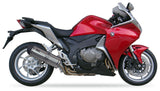 Ixil Hexoval Xtrem Inox stainless steel slip-on silencer fitted to Honda VFR1200F 2010-2018 with satin finish