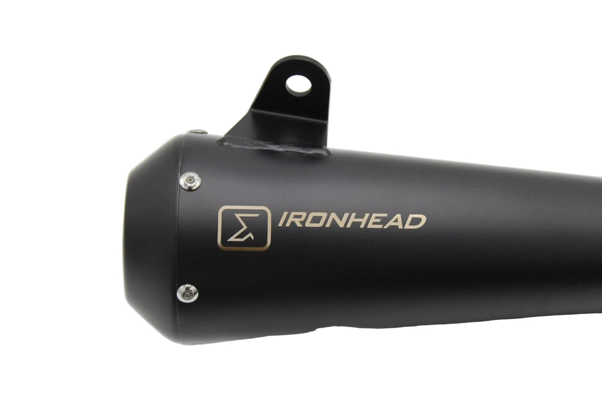 Ironhead black conical slip-on exhaust silencers fitted to Moto Guzzi V7 III 2017–2020_2