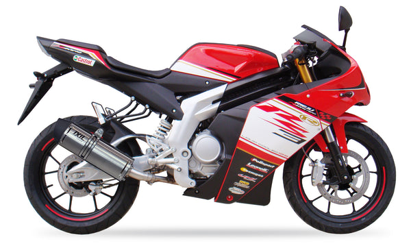 Ixil Hexoval Xtrem Inox stainless steel silencer fitted to Rieju RS3 125 2010–2018