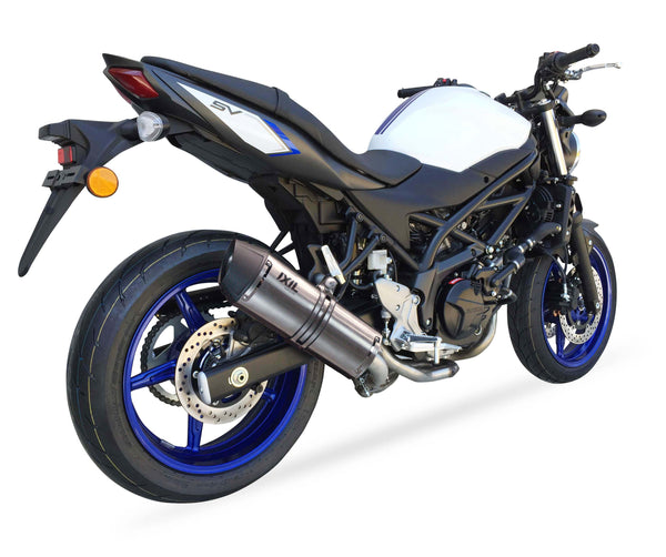 Ixil Hexoval Xtrem Inox stainless steel silencer fitted to Suzuki SV650 2016-2026 with hexoval design_1