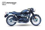 Ironhead OVC11 conical silencers Triumph Bonneville T100 2007-2015 polished stainless steel exhaust pair