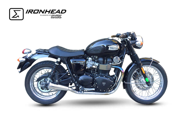 Ironhead OVC11 conical silencers Triumph Bonneville T100 2007-2015 polished stainless steel exhaust pair