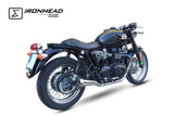 Ironhead OVC11 conical silencers Triumph Bonneville T100 2007-2015 polished stainless steel exhaust pair_1