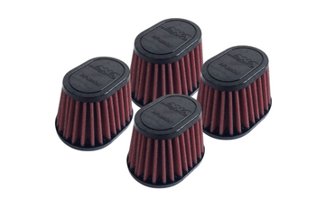 DNA Universal Performance Air Filter Set of 4 with Rubber Top, 87mm Long, Inlet Diameter 44mm. Available at Motorcycle Performance Store.