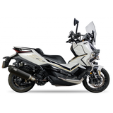 Ixil Hexoval Xtrem Black silencer fitted to Zontes 368 Adventure with black hexoval body