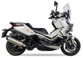 Ixil Hexoval Xtrem silencer fitted to Zontes 368 Adventure with satin stainless steel body and black end cap
