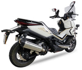 Ixil Hexoval Xtrem silencer fitted to Zontes 368 Adventure with satin stainless steel body and black end cap_1