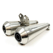 Ironhead Conical Inox AISI304 stainless steel twin exhaust silencers for Triumph Speed Twin 1200 2024-2026 with removable dB killers