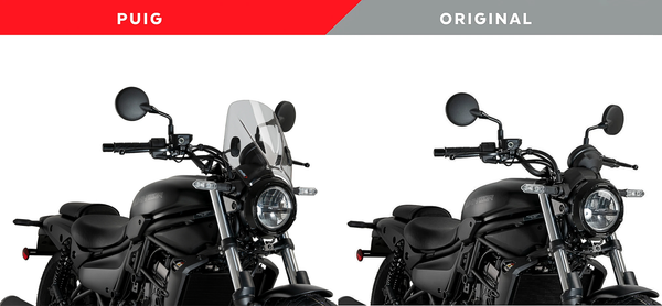 Puig Mito Screen for the Kawasaki Naked Bike Range. Available at Motorcycle Performance Store.
