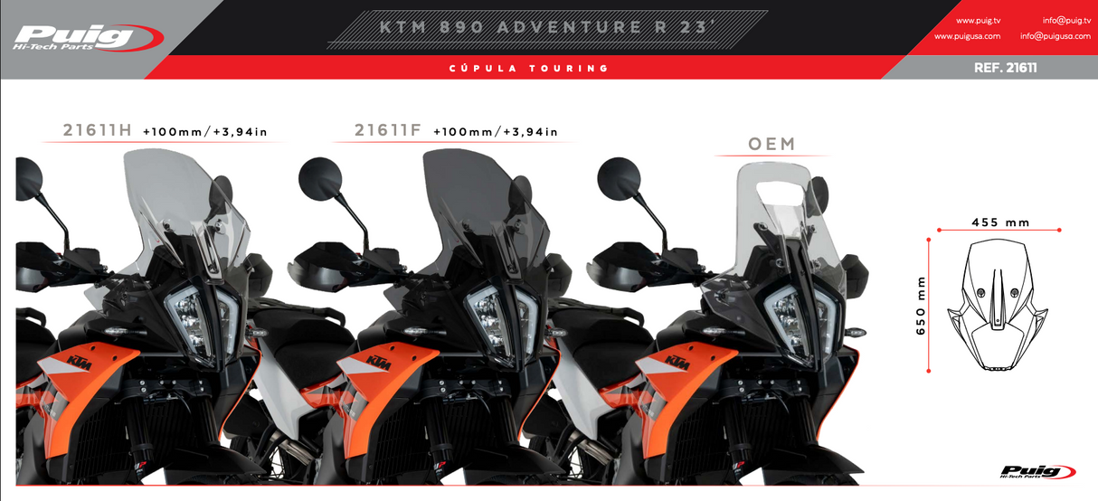 Puig Touring Screen KTM 890 Adventure (R/L) 2023-26 image 7
