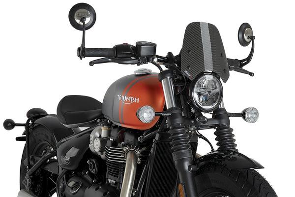 Puig Clear sport screen Triumph Bonneville Bobber. Available at Motorcycle Performance Store