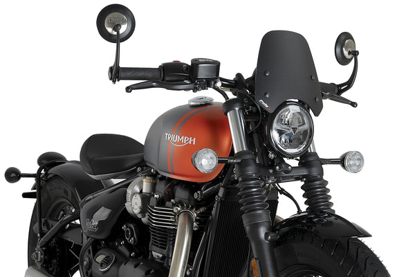 Puig Clear sport screen Triumph Bonneville Bobber. Available at Motorcycle Performance Store
