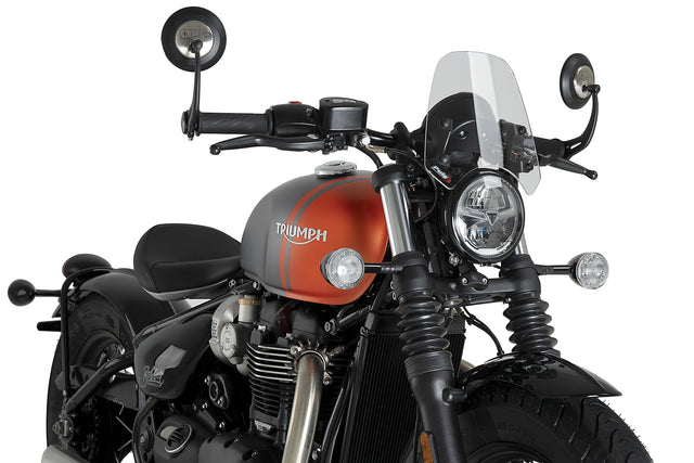 Puig Clear sport screen Triumph Bonneville Bobber. Available at Motorcycle Performance Store