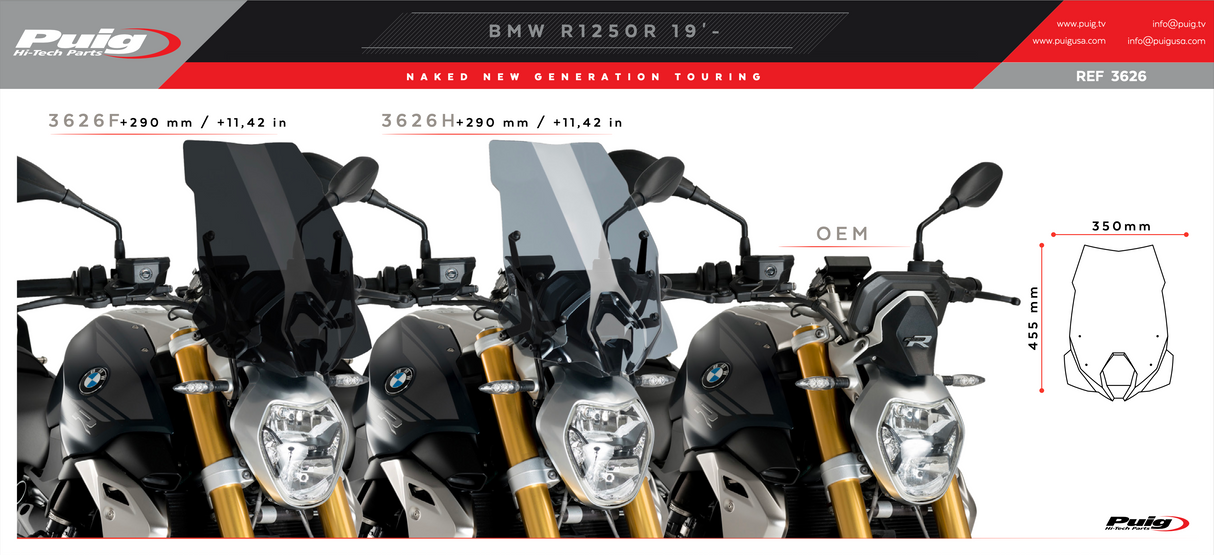 Ex-Display Puig Touring Screen BMW R1250R 2023-25 image 4