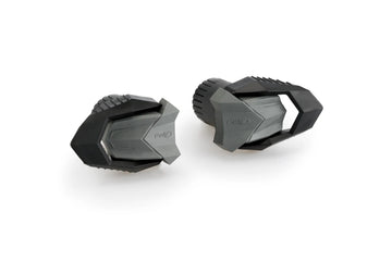 Puig R19 frame sliders fitted to BMW F800R 2015–2019 nylon crash protectors with grey rubber ends