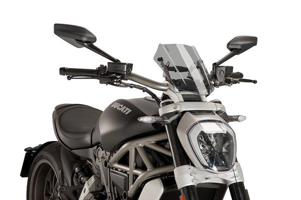 Puig Adjustable Sport Screen for the Ducati X Diavel. Available at Motorcycle Performance Store.