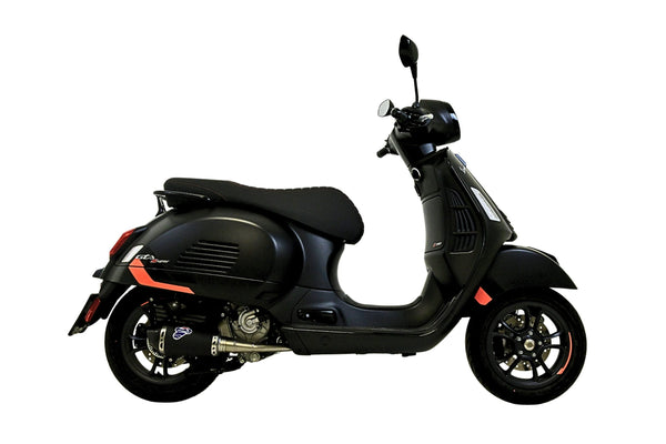 Termignoni Relevance Black exhaust system for Vespa GTS 310 with stainless steel manifold and removable dB killer