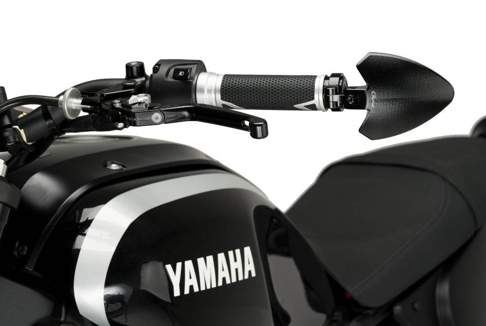Puig Fold Black / Silver Bar End Mirrors - Motorcycle Performance Store