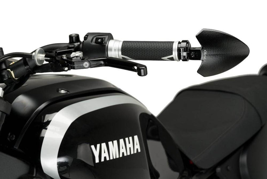 Puig Fold Black / Silver Bar End Mirrors - Motorcycle Performance Store