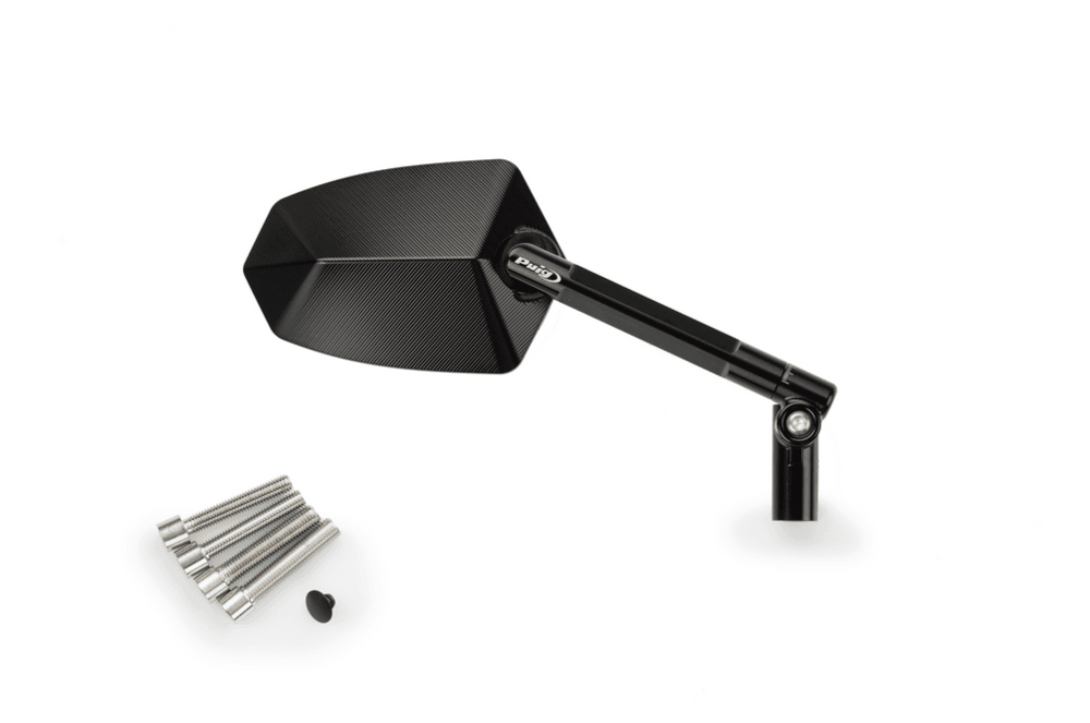 Puig GT.1 Black / Silver Handlebar Mirrors - Motorcycle Performance Store