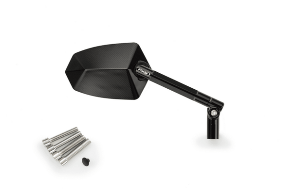 Puig GT.1 Black / Silver Handlebar Mirrors - Motorcycle Performance Store