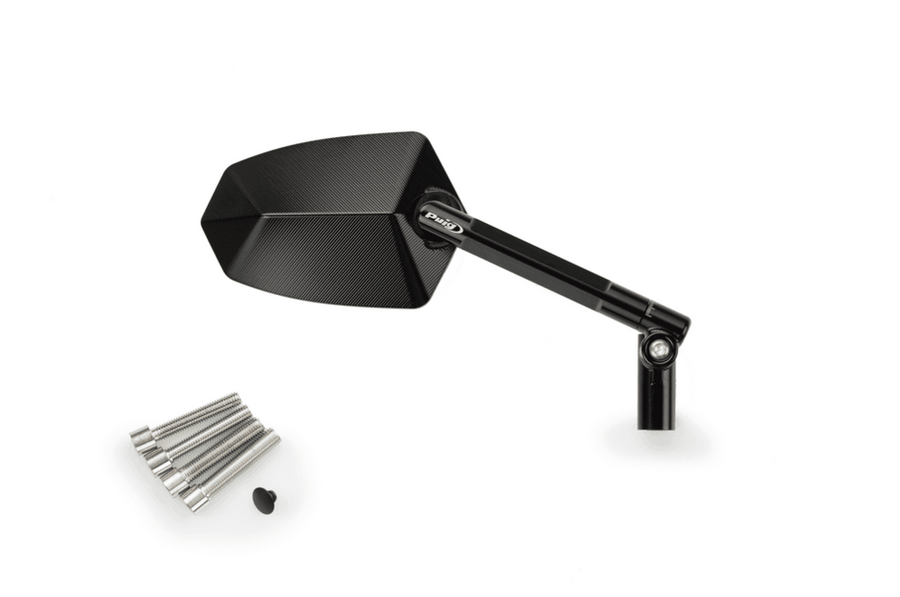 Puig GT.1 Black / Silver Handlebar Mirrors - Motorcycle Performance Store