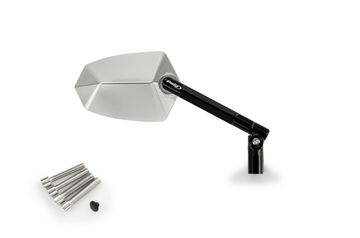 Puig GT.1 Black / Silver Handlebar Mirrors - Motorcycle Performance Store