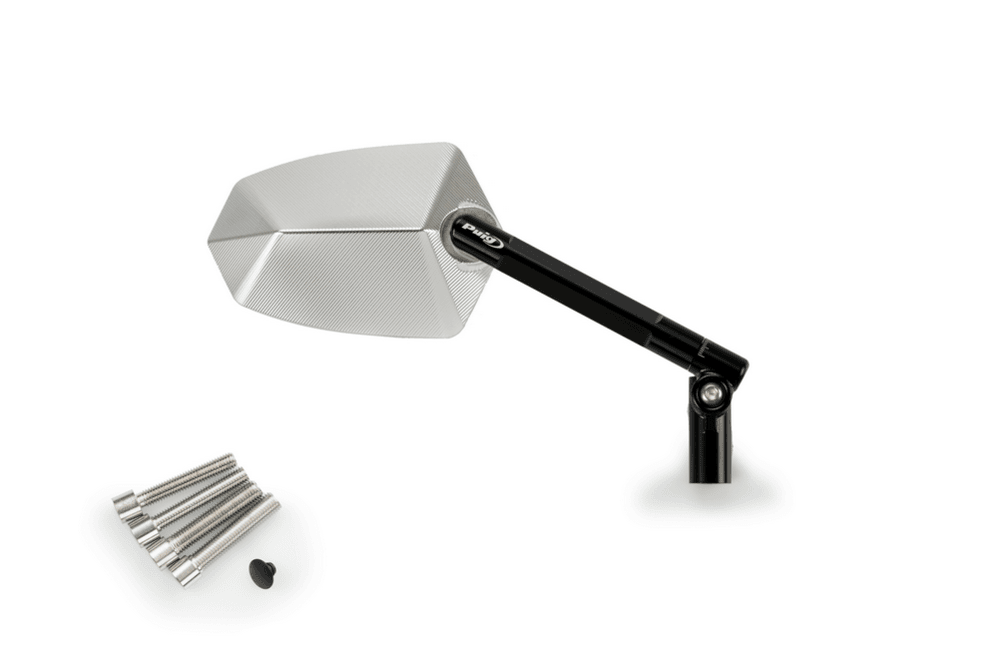 Puig GT.1 Black / Silver Handlebar Mirrors - Motorcycle Performance Store