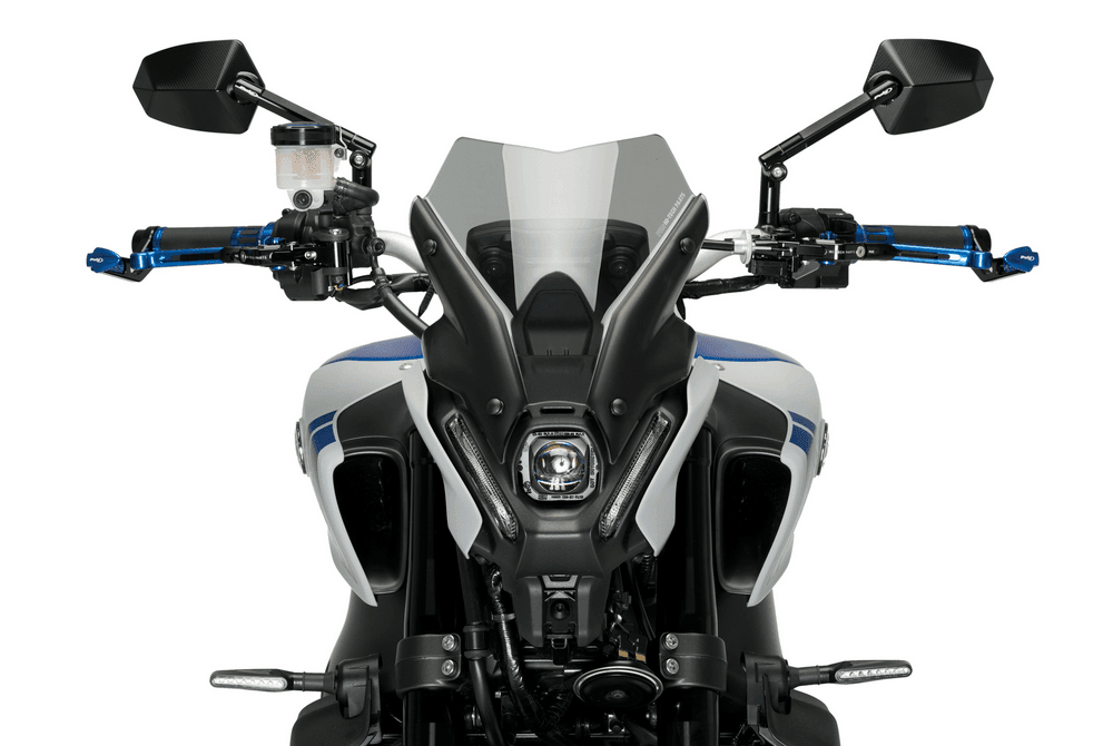 Puig GT.1 Black / Silver Handlebar Mirrors - Motorcycle Performance Store