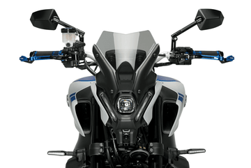 Puig GT.1 Black / Silver Handlebar Mirrors - Motorcycle Performance Store