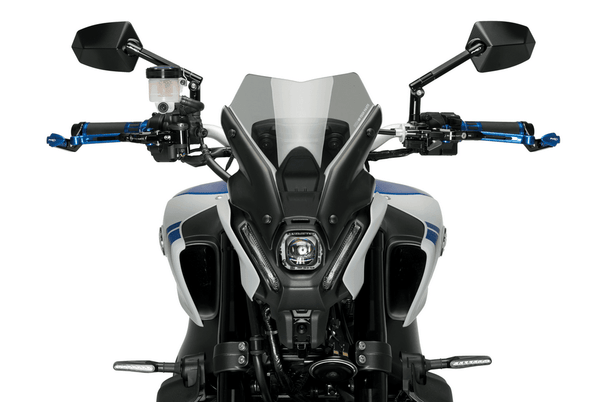 Puig GT.1 Black / Silver Handlebar Mirrors - Motorcycle Performance Store