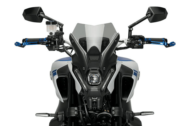 Puig GT.1 Black / Silver Handlebar Mirrors - Motorcycle Performance Store