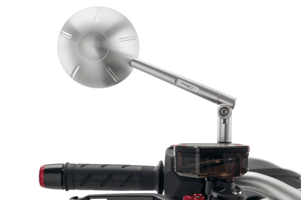 Puig Retro Black / Silver Handlebar Mirrors - Motorcycle Performance Store