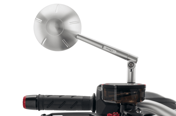 Puig Retro Black / Silver Handlebar Mirrors - Motorcycle Performance Store