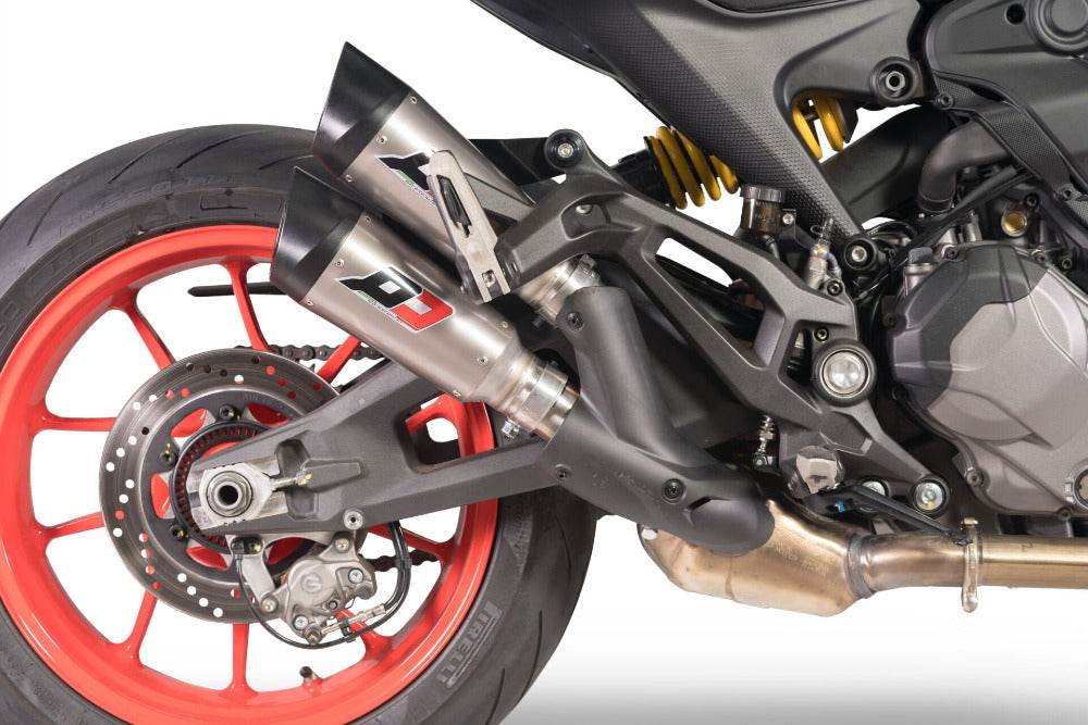 QD Twin Titanium Gunshot Silencer Ducati Monster 937 2021-24 - Motorcycle Performance Store