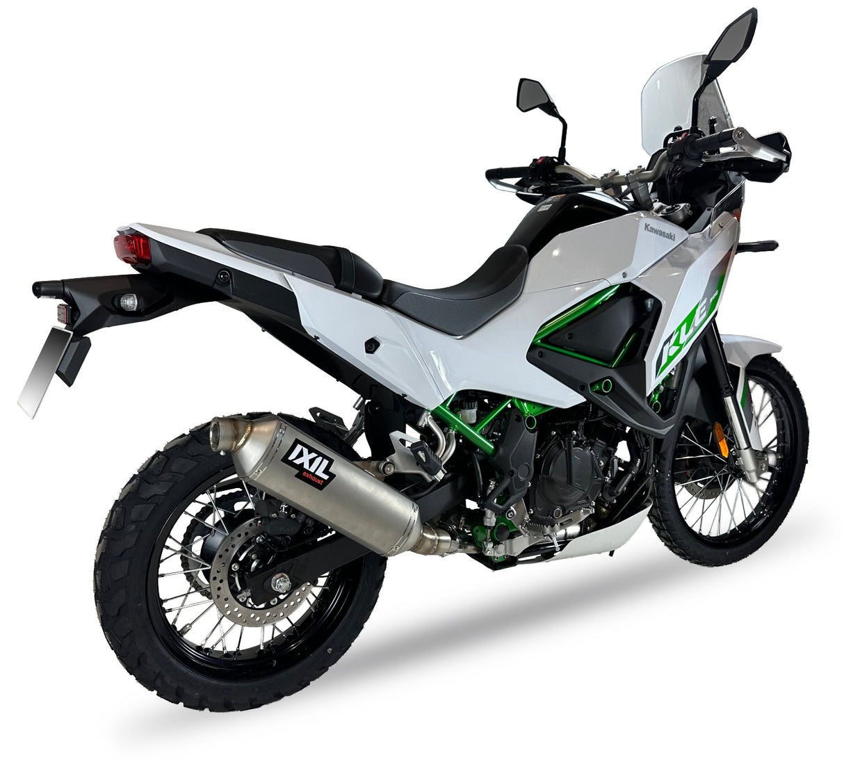 Ixil Rally Series stainless steel silencer fitted to Kawasaki KLE 500 SE 2026 hexoval exhaust_2