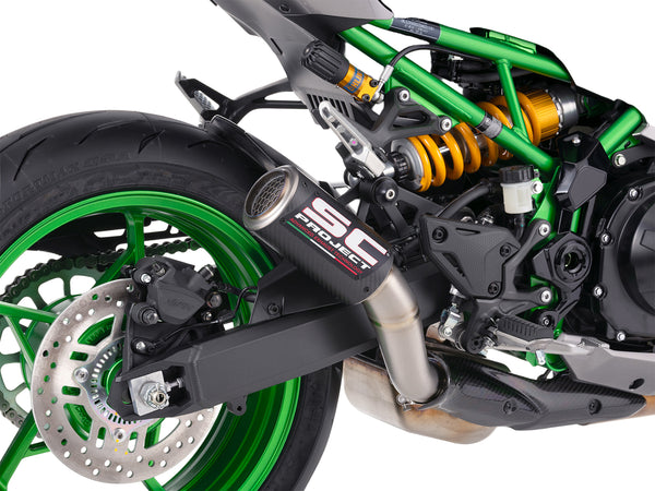 SC Project CR-T Carbon Fibre Stoneguard Grid Silencer Kawasaki Z900 2025-26 - Slip on Silencer